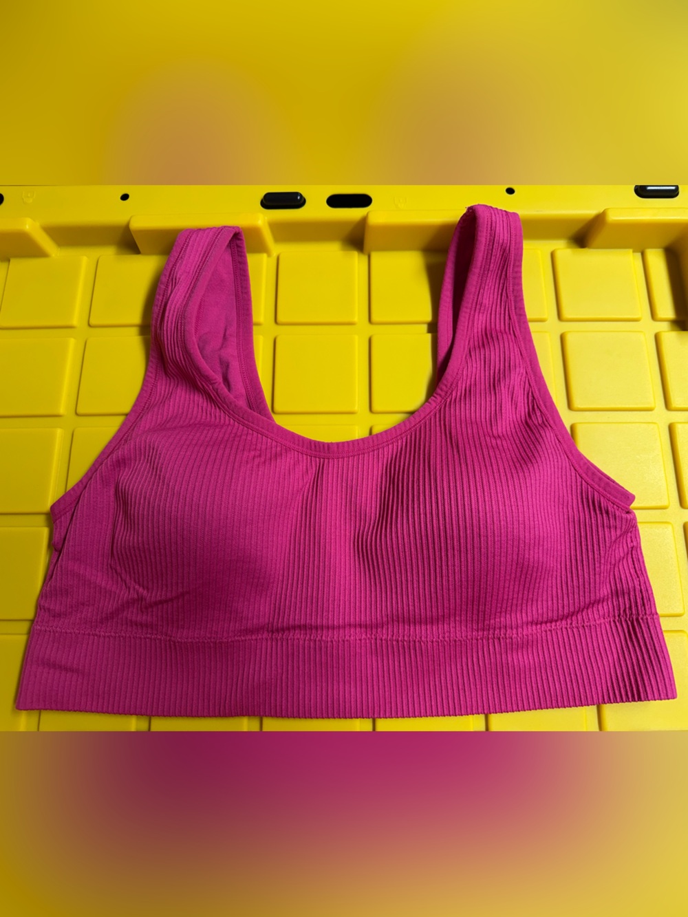 Ribbed Sports Crop Bra — Hot Pink